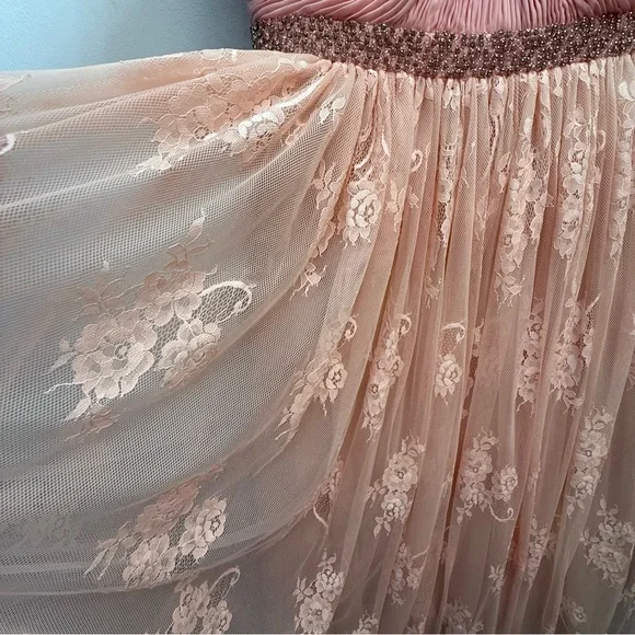 Sherri Hill Blush Pink /Orange Beaded Ballgown Size 10